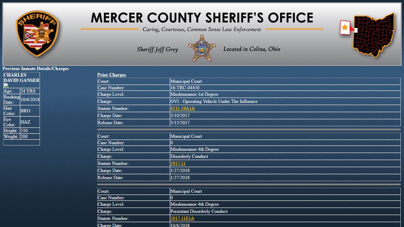 Mercer County Sheriff's Office Jail Inmate Search